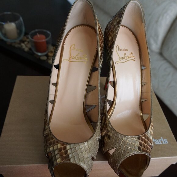 AUTHENTIC Christian Louboutin Very Prive 120 Python Cut Out - Picture 2 of 7